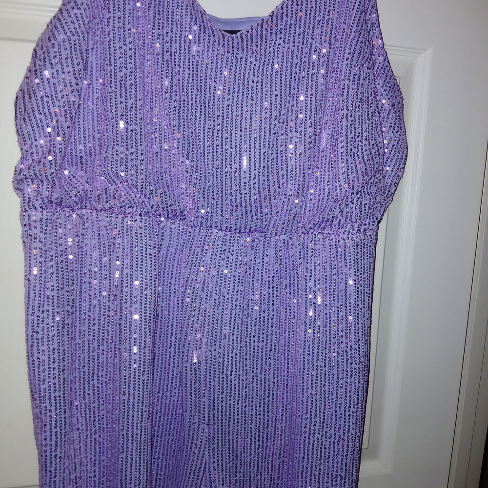 Elegant Lavender Sequin Women's Romper 4x